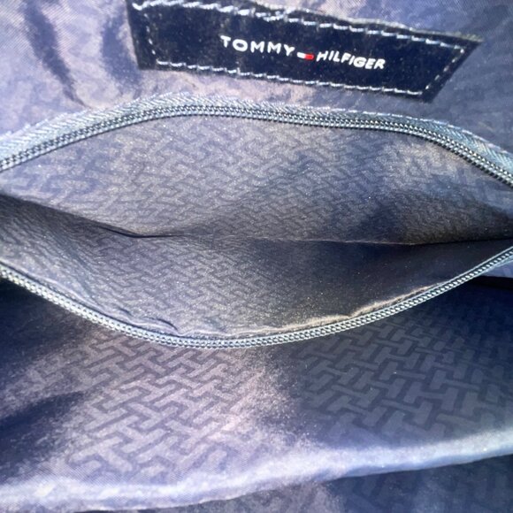 Tommy Hilfiger Women’s Red & Blue Canvas & Faux Leather Striped Accent Tote Bag - Picture 11 of 14